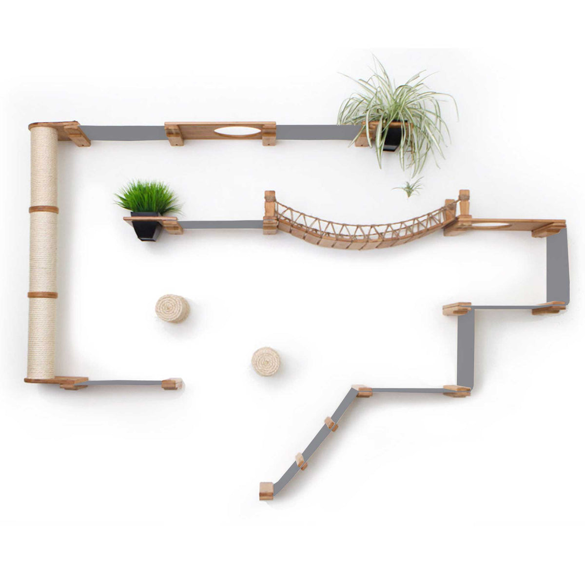A Natural Bamboo Juggernaut with Charcoal Gray canvas hammocks