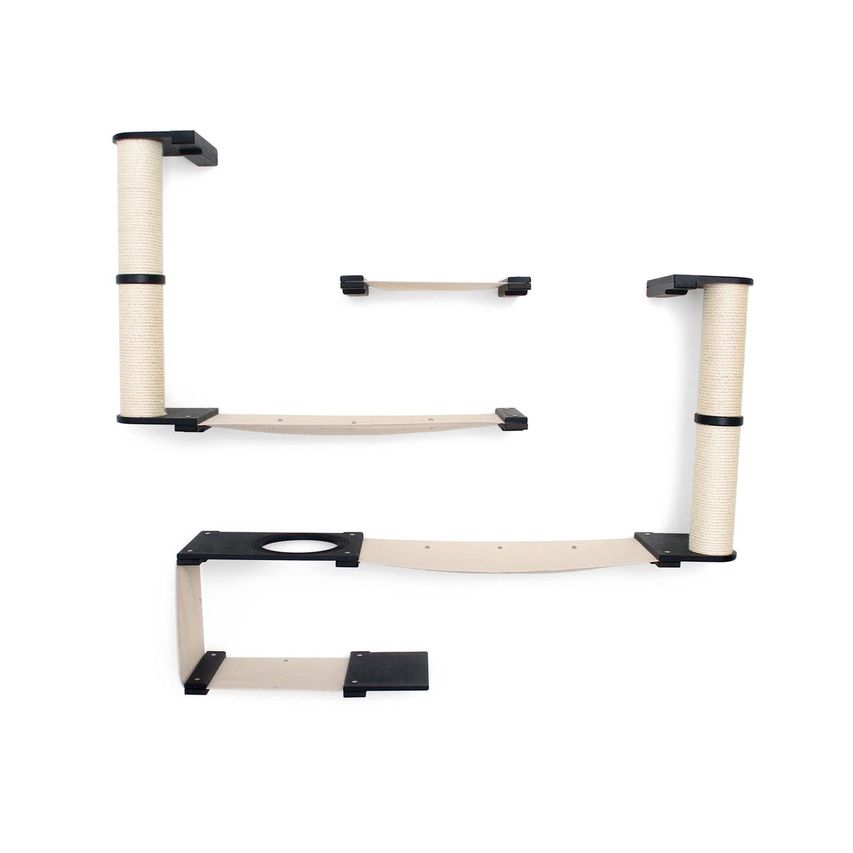 Roman Cat Tree with Onyx Bamboo and Natural Canvas Hammocks